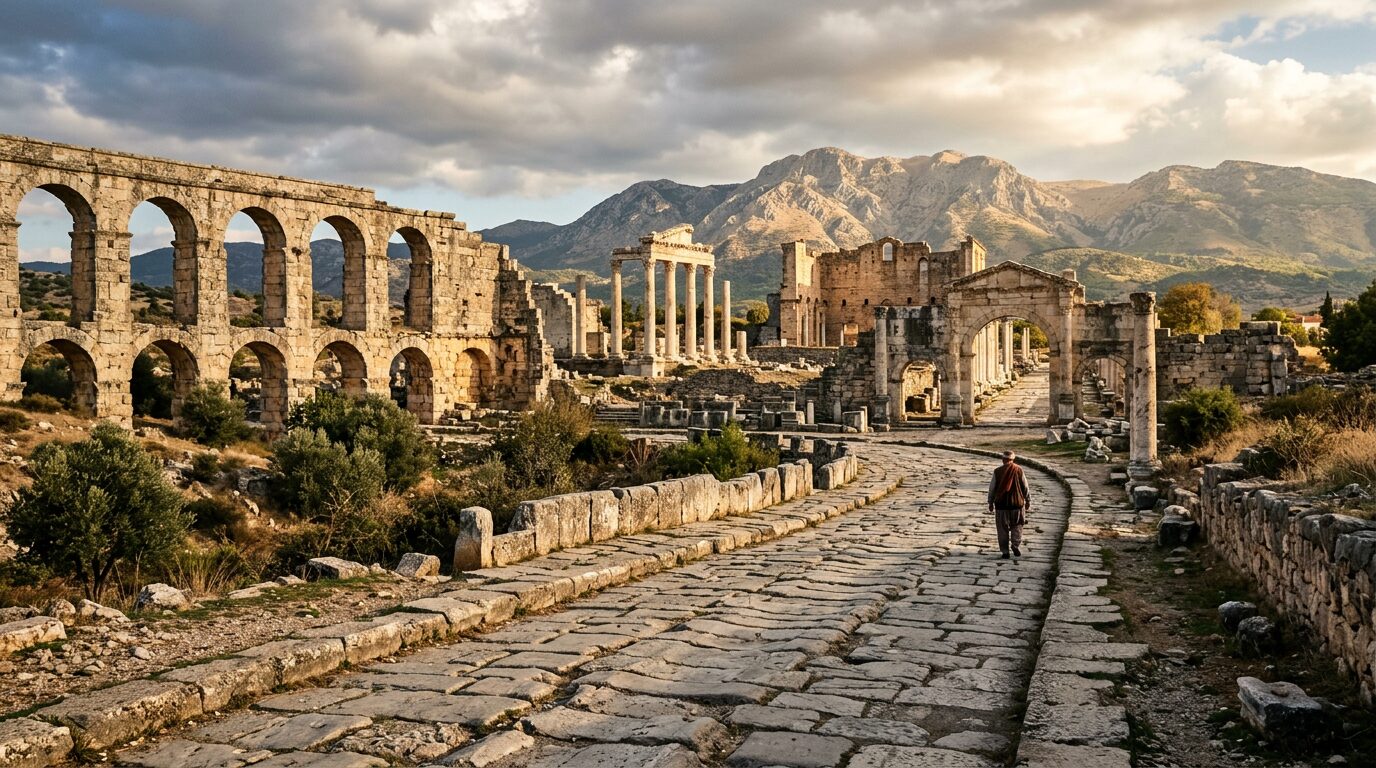 Ancient Roman road and ruins connected to the missionary journeys of St Paul in Anatolia
